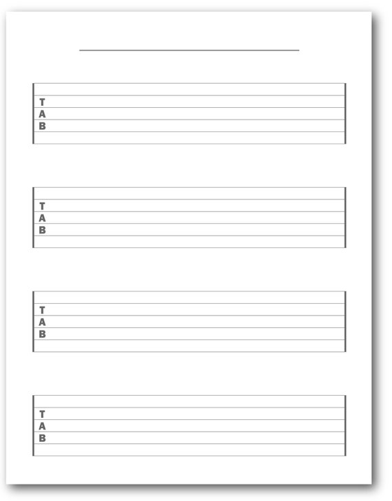 4-String Shovel Guitar Tabs: Use These Blank 6-String Sheets to Write Your Music.
