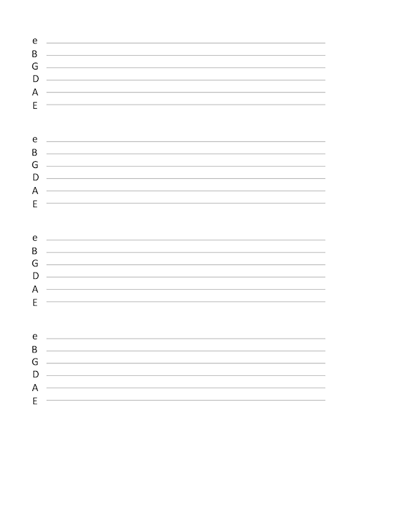 4 Stfing Shovel Guitar? Download Blank 6-String Guitar Tab Sheets and Write Your Music.
