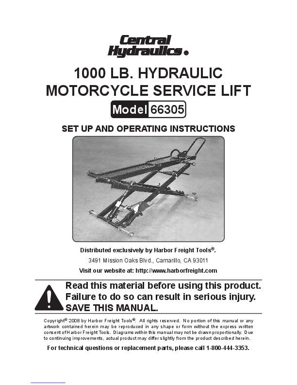 How to find Central Hydraulics Scissor Jack Item 33777 Parts Diagram free download steps.